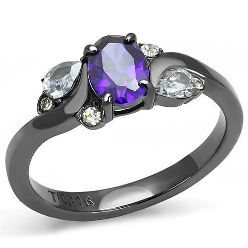 TK3169 - IP Light Black (IP Gun) Stainless Steel Ring with AAA Grade