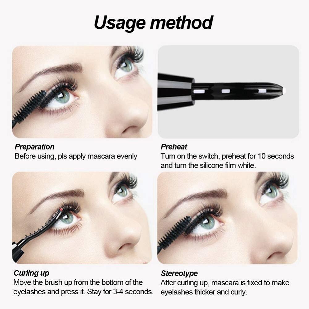 Mini Electric Heated Eyelash Curler Makeup Eye Lasting Beauty Tool