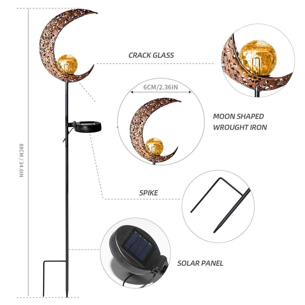 Solar wrought iron moon lawn lamp