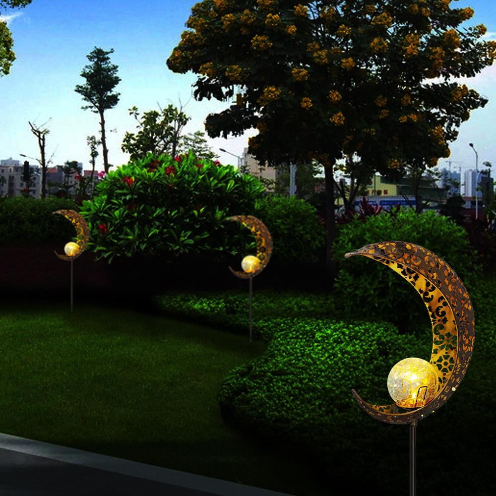 Solar wrought iron moon lawn lamp