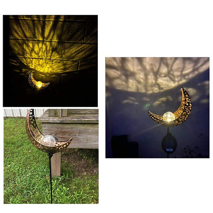 Solar wrought iron moon lawn lamp