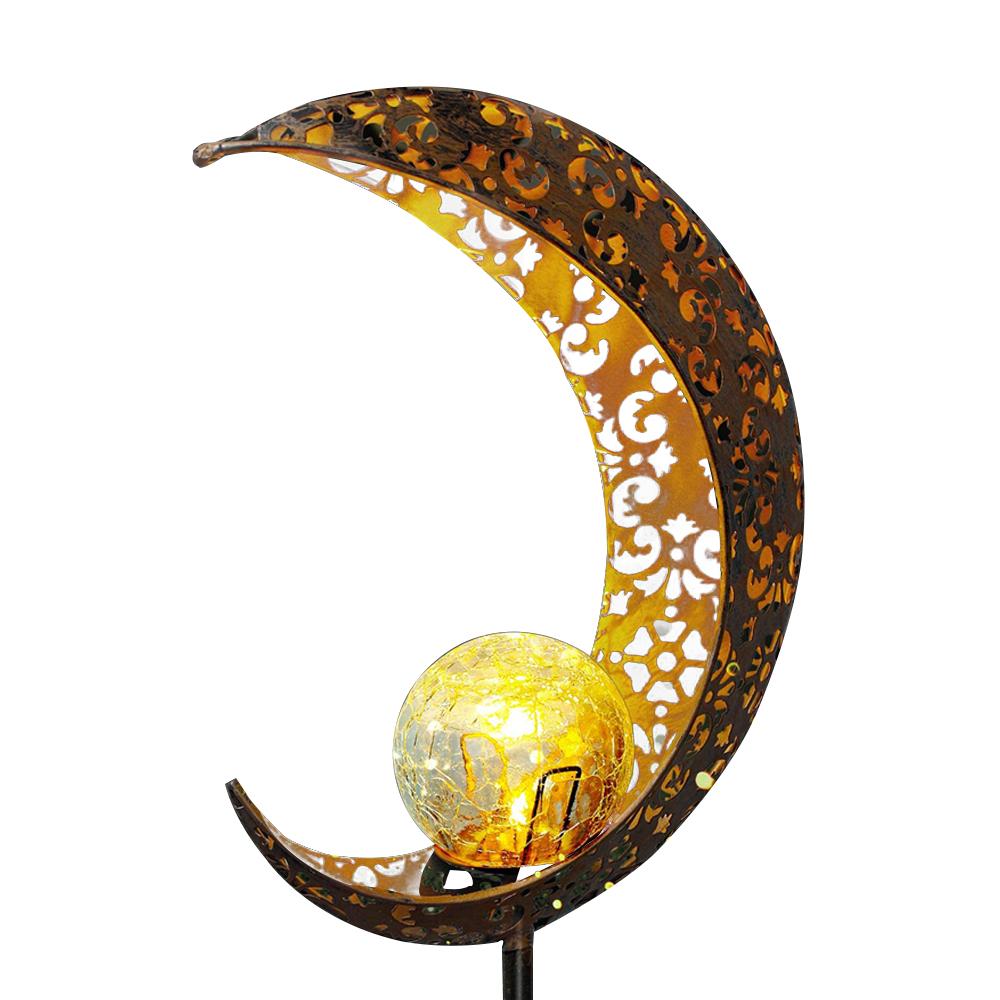 Solar wrought iron moon lawn lamp