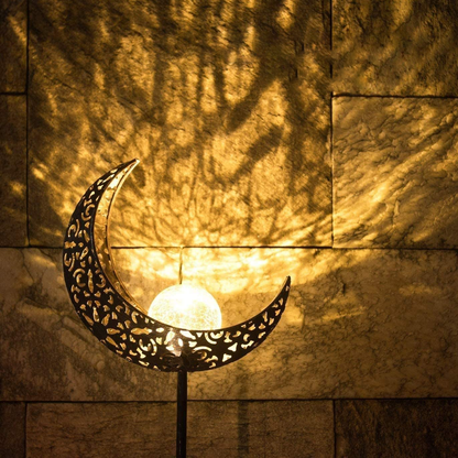 Solar wrought iron moon lawn lamp