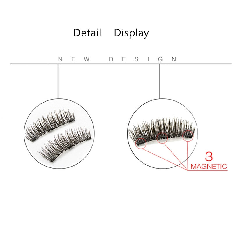 4pcs/box Magnetic Eyelashes With 3 Magnets