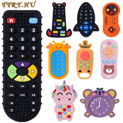 TYRY.HU 1Pc Baby Silicone Teether Toys Remote Control Shape Teether Rodent Gum Pain Relief Teething Toy Kids Sensory Educational