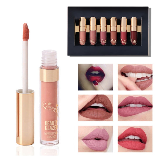 BEAUTY GLAZED 6pcs/Set Liquid Lipstick Lip Gloss