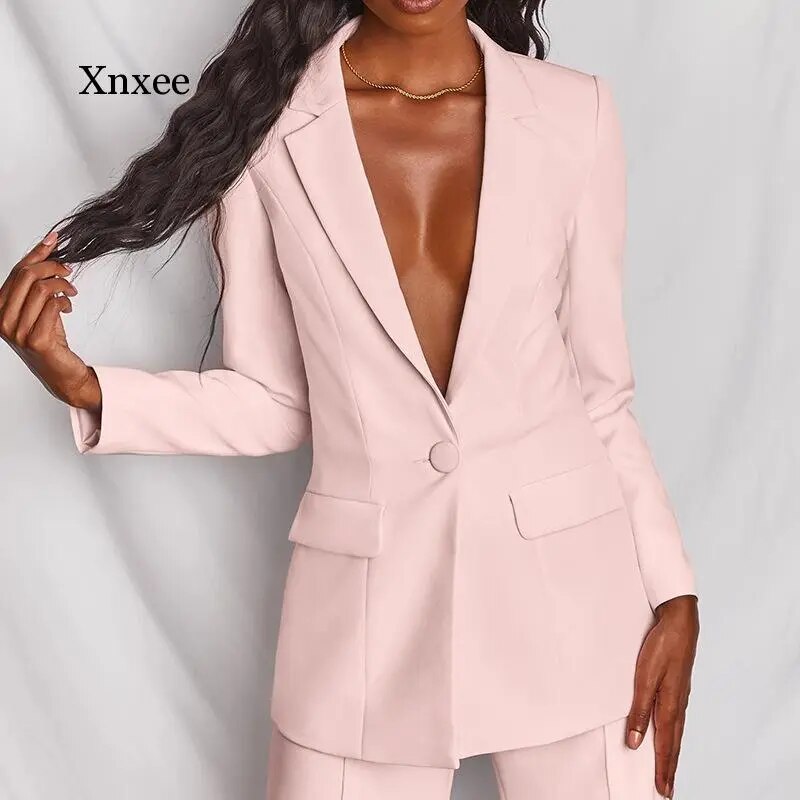 Slim Work Straight Pants Suits Women Suits Office Sets Ensemble Hiver Femme Women Office Wear Business Eleganti Blazer Trousers