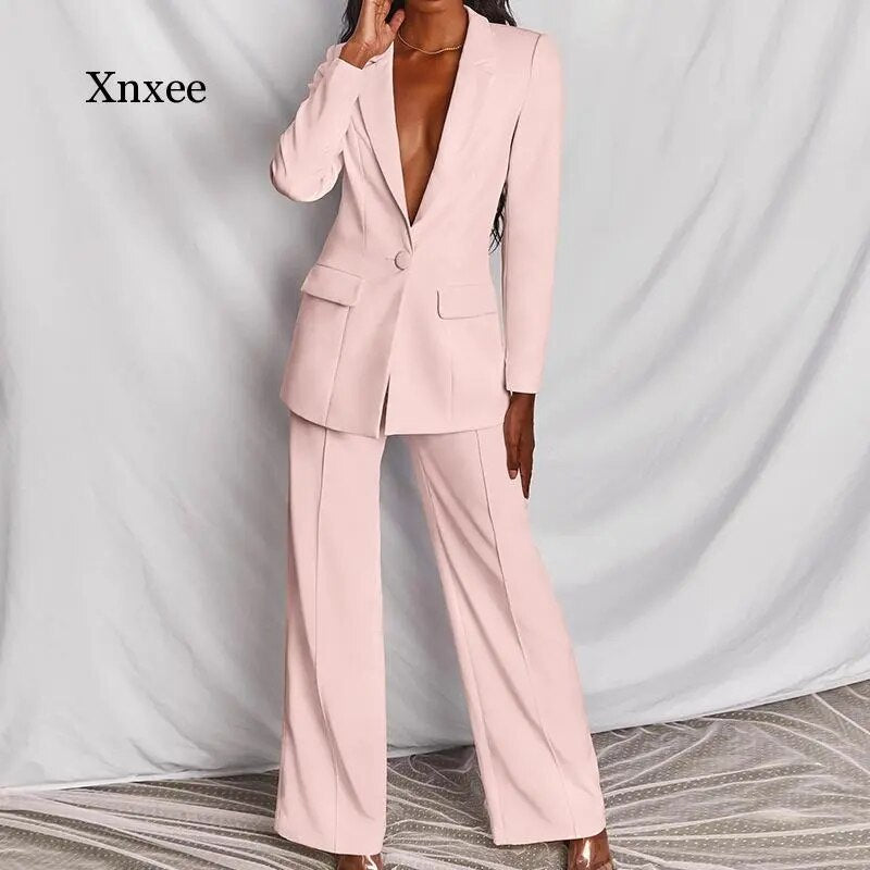 Slim Work Straight Pants Suits Women Suits Office Sets Ensemble Hiver Femme Women Office Wear Business Eleganti Blazer Trousers