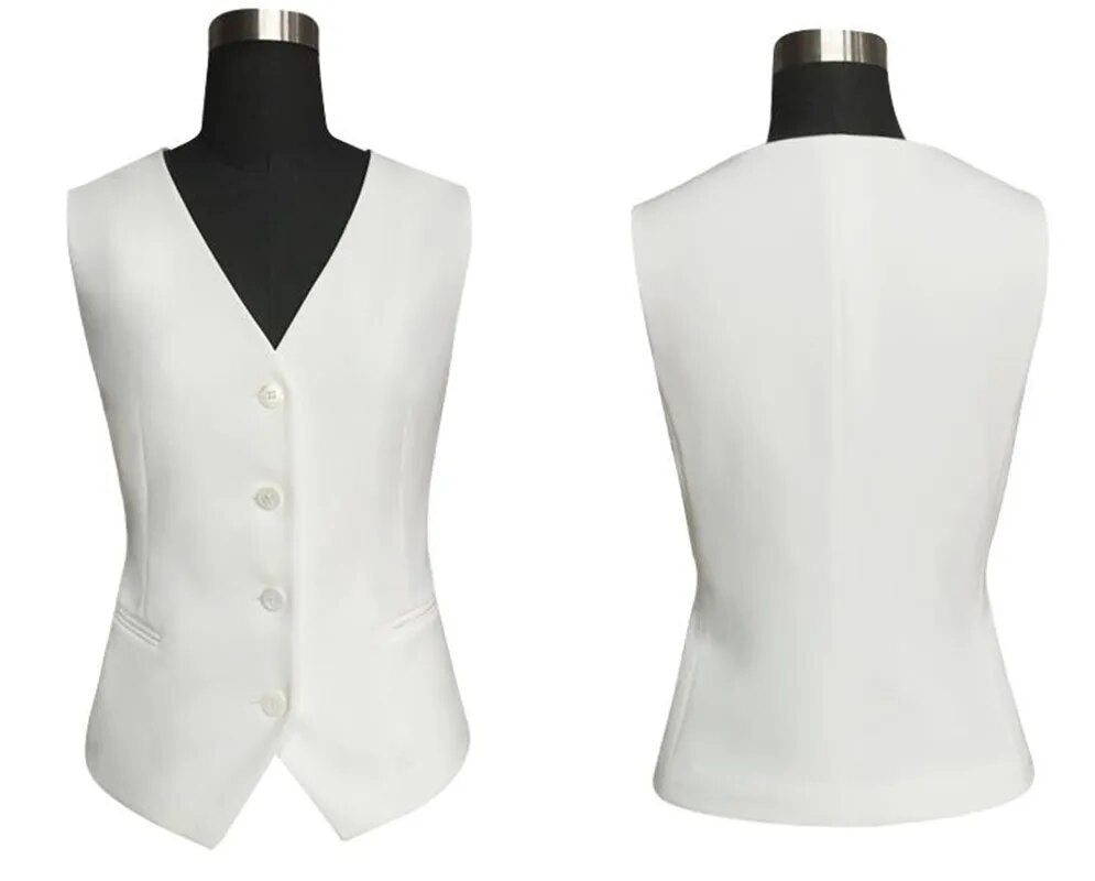 White Women Suits 3 Piece Women PantSuits OL Women's Summer Suit Women Blazer Jacket & Trousers & Vest Suit For Women Set