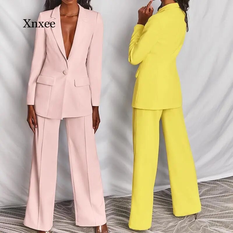 Slim Work Straight Pants Suits Women Suits Office Sets Ensemble Hiver Femme Women Office Wear Business Eleganti Blazer Trousers