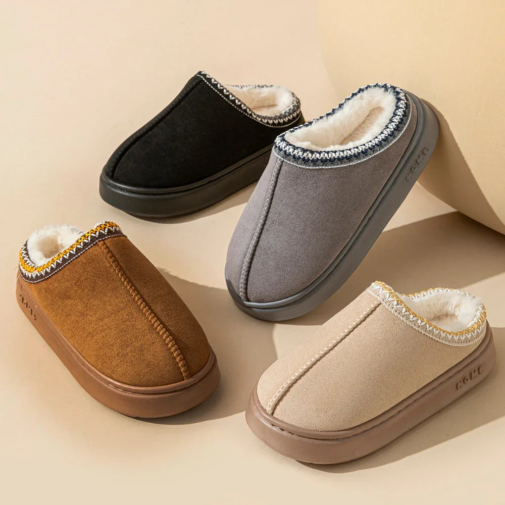 New Fashion Fluffy Platform Slippers for Women 2025 Winter Plush Warm Cotton Shoes Woman Comfort Non Slip Unisex Home Slippers image 3