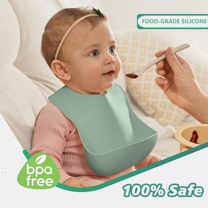 Baby Silicone Tray Bib Waterproof Soft 4-speed Adjustable Bibs Newborn Eating Food Isolate Dirt Feeding Saliva Pocke Kids Stuff image 4