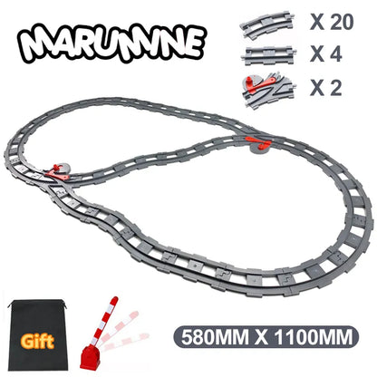 MARUMINE Design Blocks Railway Track Part for Construction Train Building DIY Assembl Model Kit Kids Boys Girls Christmas Gift