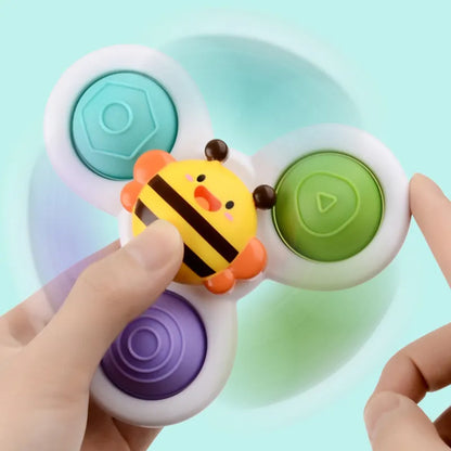 3Pcs/Set Baby Bath Toys Funny Bathing Sucker Spinner Suction Cup Cartoon Rattles Fidget Educational Toys For Children Boys Gift