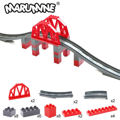 Marumine Toys Train Tracks 27-34PCS Bridge Building Blocks Set Creative Educational Classic City Bricks for Children