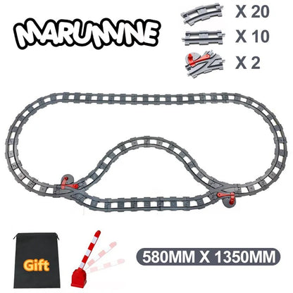 MARUMINE Design Blocks Railway Track Part for Construction Train Building DIY Assembl Model Kit Kids Boys Girls Christmas Gift