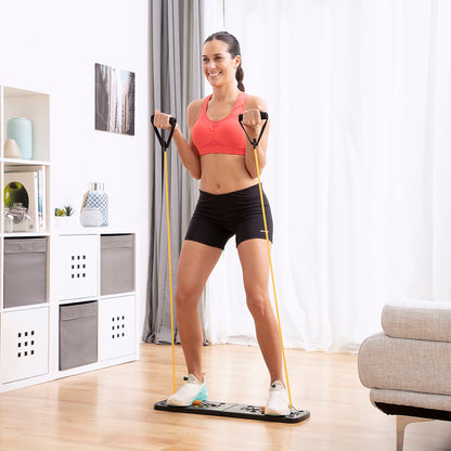 Push-Up Board with Resistance Bands and Exercise Guide Pulsher