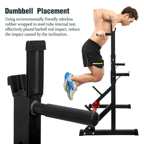 Adjustable Barbell Rack Multi-Function Dipping Station Squat Stand