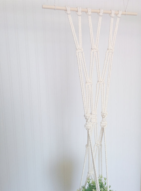 Macrame Plant Hanger, Dip-Dye, Aquamarine